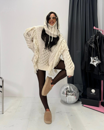 Sweter warkocz La Milla śmietankowy