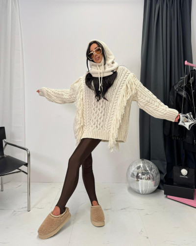 Sweter warkocz La Milla śmietankowy