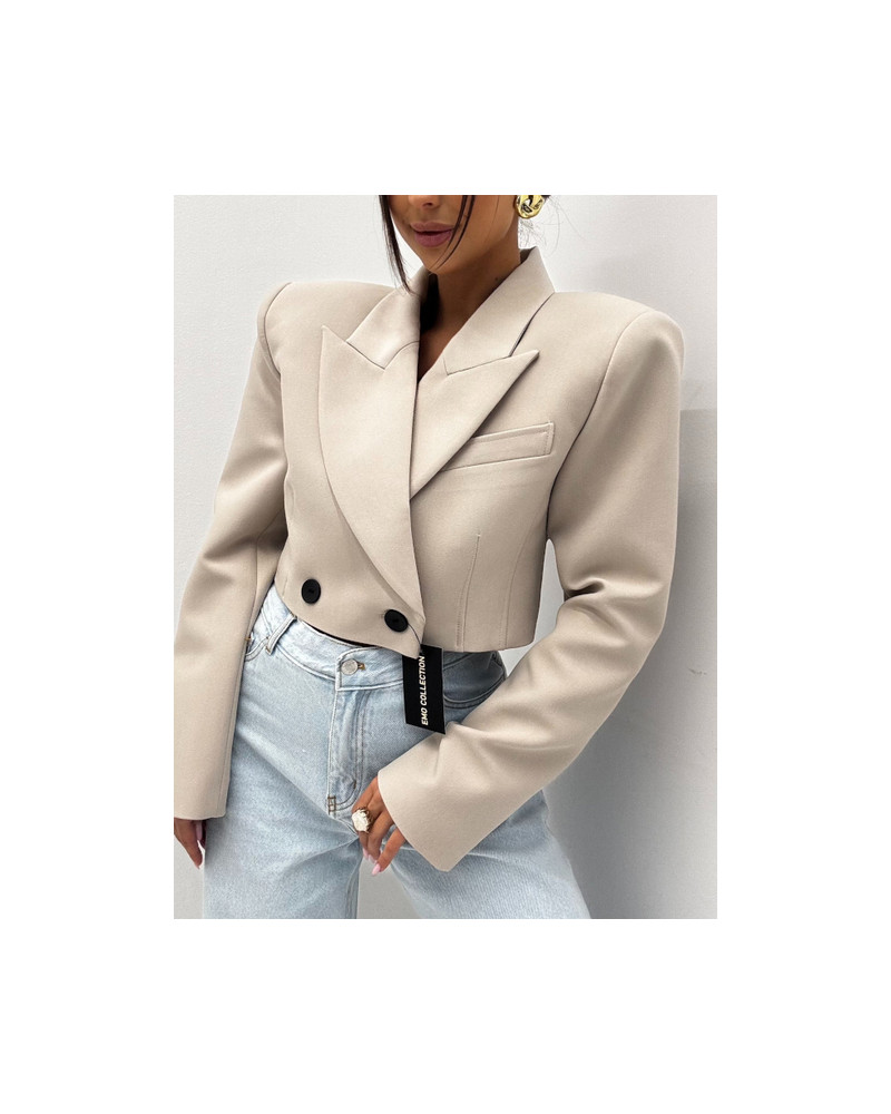 Marynarka krótka z poduszkami EMO beżowa