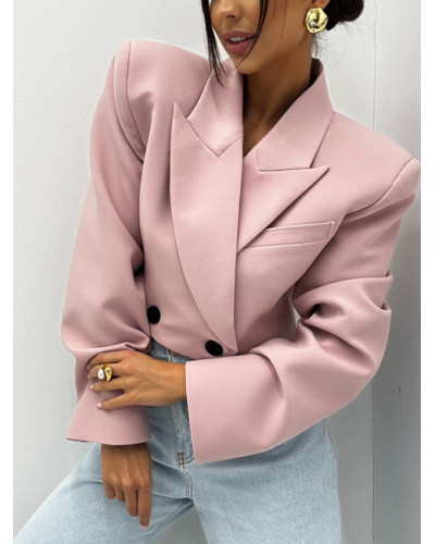 Marynarka krótka z poduszkami EMO pudrowy róż