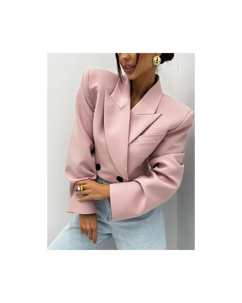 Marynarka krótka z poduszkami EMO pudrowy róż