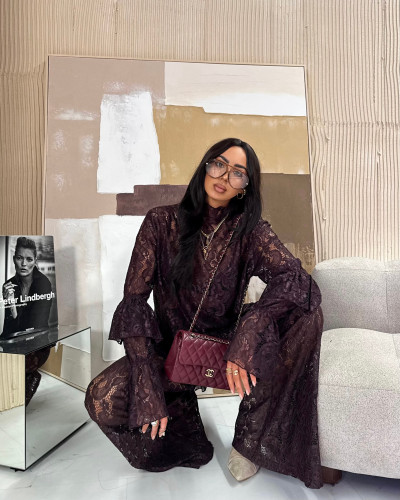 Spodnie koronkowe Nela La Milla czekoladowe