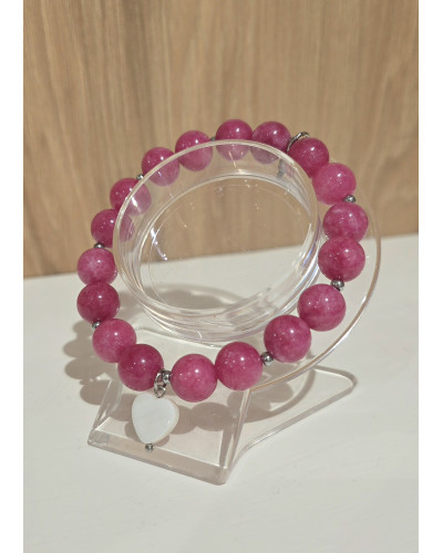 Bransoletka Electra By o la la...! różowa z perłowym serduszkiem i srebrem