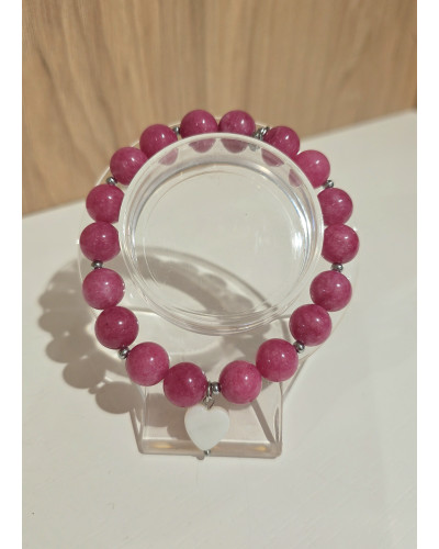 Bransoletka Electra By o la la...! różowa z perłowym serduszkiem i srebrem