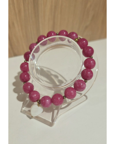 Bransoletka Electra By o la la...! różowa z perłowym serduszkiem i złotem