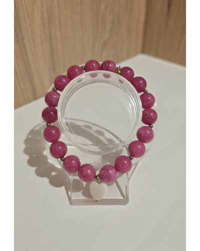 Bransoletka Electra By o la la...! różowa z perłowym serduszkiem i złotem