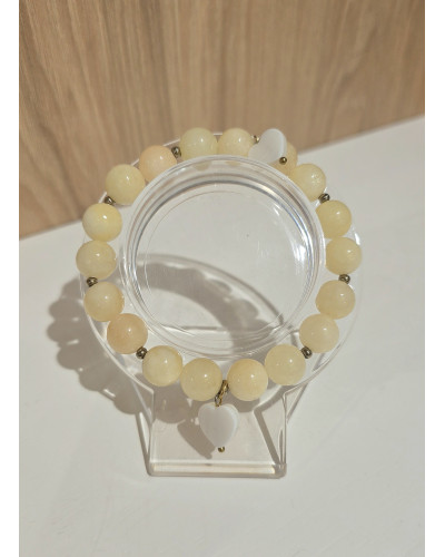 Bransoletka Zoi By o la la...! żółta z perłowym serduszkiem i złotem