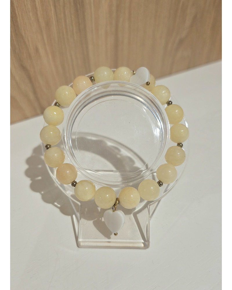 Bransoletka Zoi By o la la...! żółta z perłowym serduszkiem i złotem