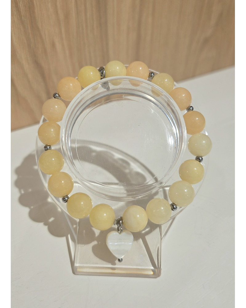 Bransoletka Zoi By o la la...! żółta z perłowym serduszkiem i srebrem