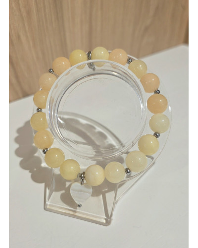 Bransoletka Zoi By o la la...! żółta z perłowym serduszkiem i srebrem