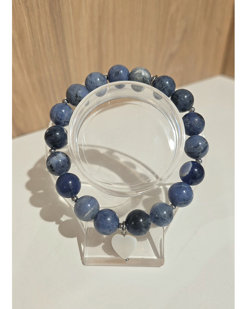 Bransoletka Oceana By o la la...! granatowa z perłowym serduszkiem