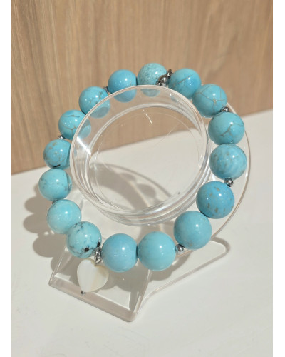 Bransoletka Nefeli By o la la...! turkusowa z perłowym serduszkiem