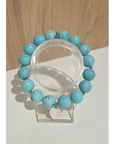 Bransoletka Nefeli By o la la...! turkusowa z perłowym serduszkiem