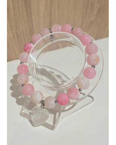 Bransoletka Antonia By o la la..! różowa z kryształowym sercem