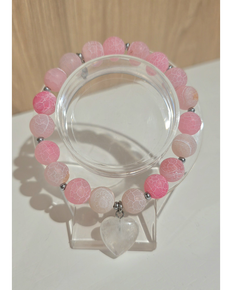 Bransoletka Antonia By o la la..! różowa z kryształowym sercem