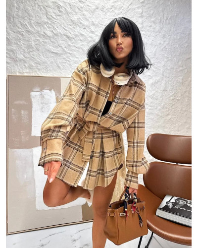 Koszula flanelowa z paskiem La Milla beżowa