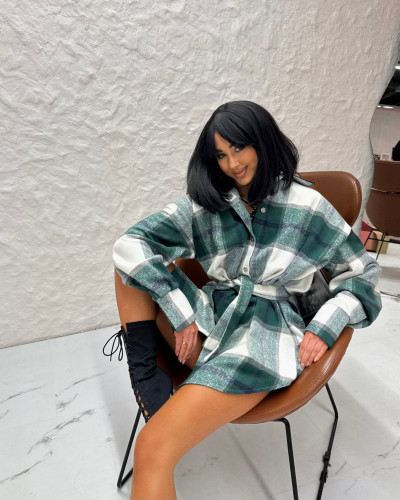 Koszula flanelowa z paskiem La Milla zielona