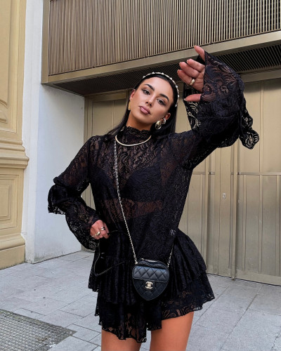 Golf dzwoneczek koronkowy La Milla czarny