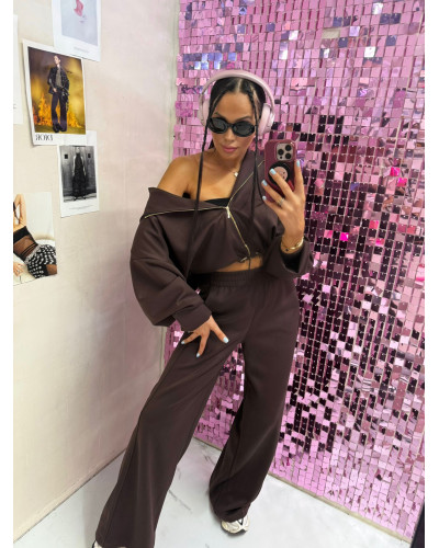 Komplet dresowy ze stoperami La Milla czekoladowy