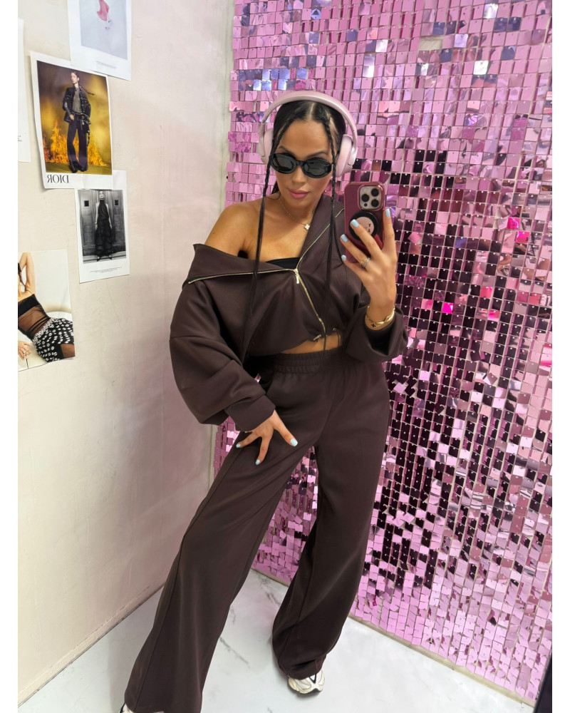 Komplet dresowy ze stoperami La Milla czekoladowy