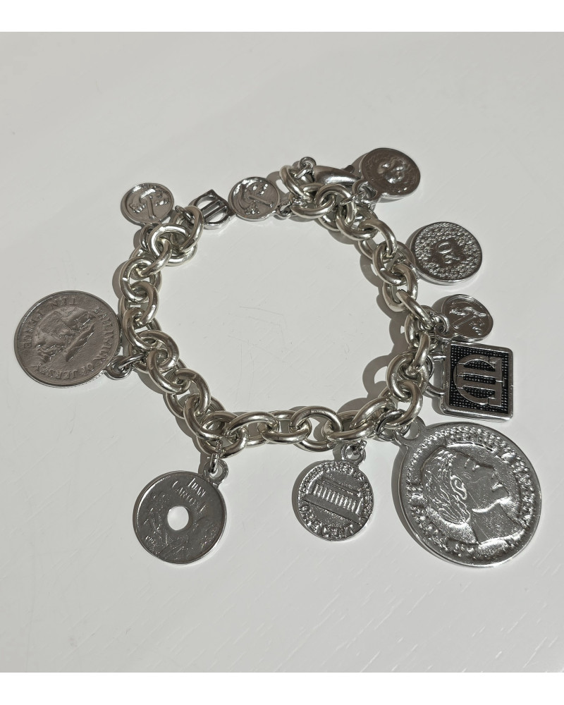 Bransoleta z dużymi monetami By o la la...! srebrna
