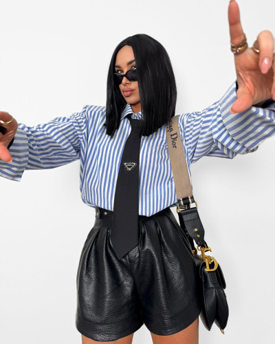 Koszula w paski z krawatem La Milla niebieska