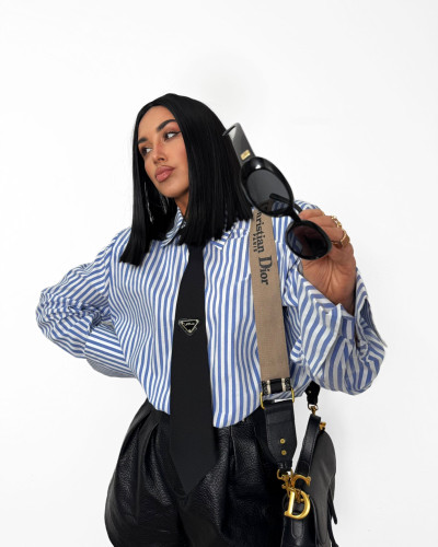 Koszula w paski z krawatem La Milla niebieska