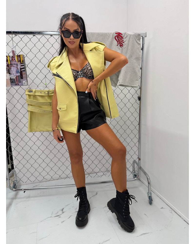 Kamizelka skórzana La Milla bananowa