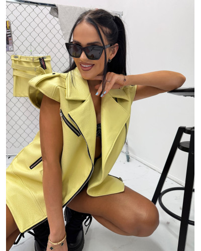 Kamizelka skórzana La Milla bananowa