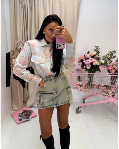 Koszula kwiecista La Milla błękitna