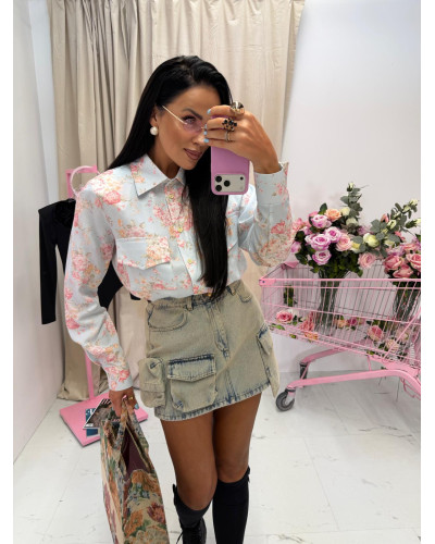 Koszula kwiecista La Milla błękitna