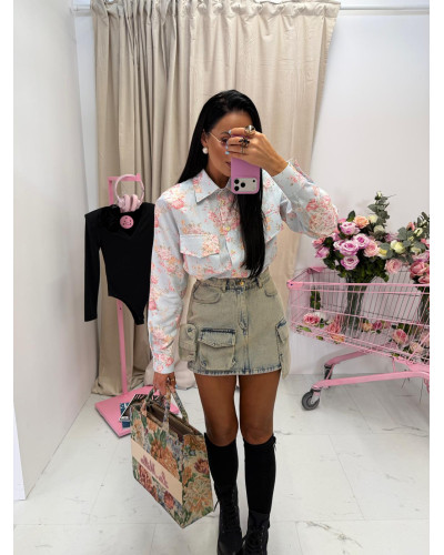 Koszula kwiecista La Milla błękitna