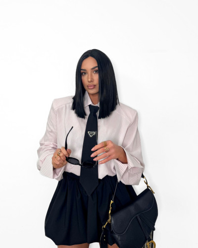 Koszula w paski z krawatem La Milla różowa