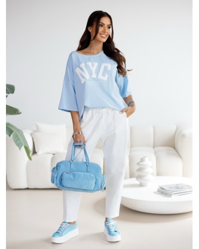 T-shirt NYC By o la la...! błękitny