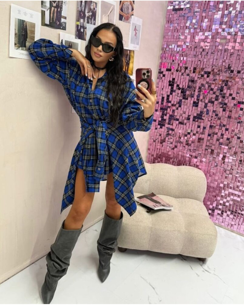 Sukienka w kratę bliźniak La Milla niebieska