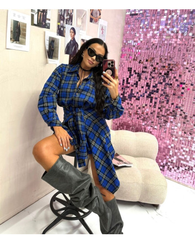 Sukienka w kratę bliźniak La Milla niebieska