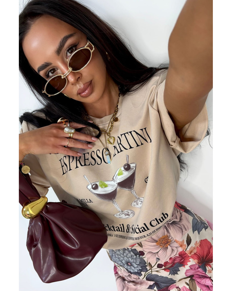 T-shirt Espresso Martini La Milla beżowy