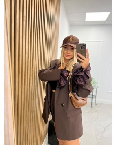 Marynarka z koronkowym mankietem La Milla czekoladowa