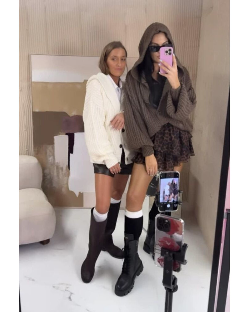 Kardigan z kapturem La Milla śmietankowy