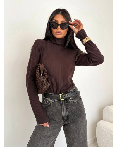 Golf prążkowany MIA czekoladowy