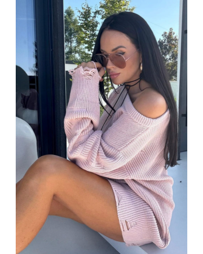 Sweter tunika La Milla pudrowy róż