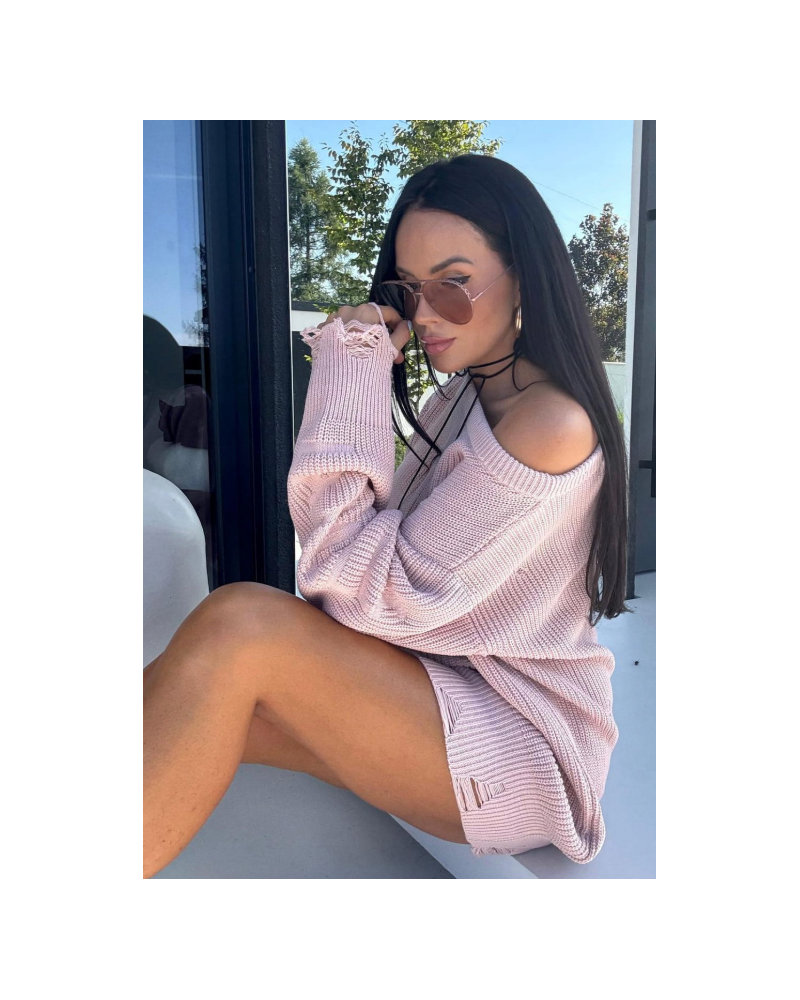 Sweter tunika La Milla pudrowy róż