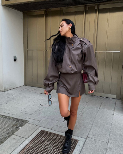 Spódnico-spodenki gładkie La Milla brązowe