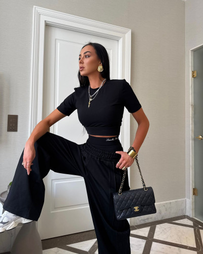 Spodnie z plisowanym bokiem La Milla czarne