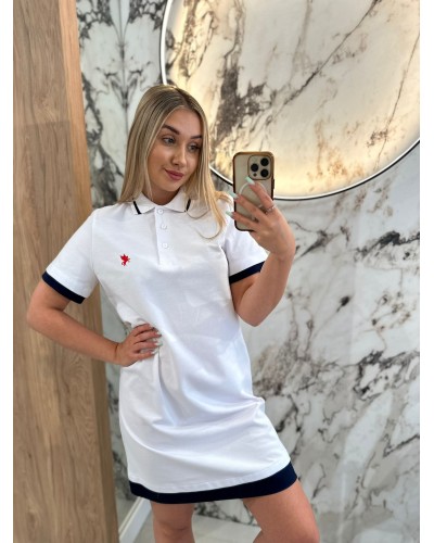 Sukienka polo z kołnierzykiem By o la la...! biała