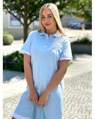 Sukienka polo z kołnierzykiem By o la la...! błękitna