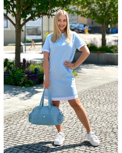 Sukienka polo z kołnierzykiem By o la la...! błękitna