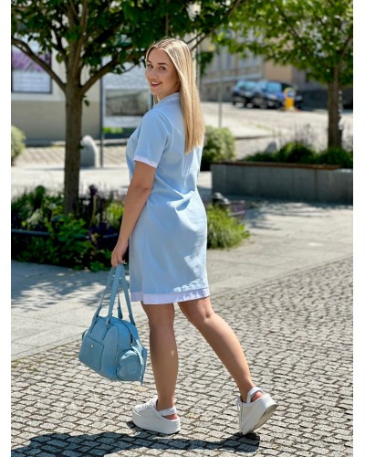 Sukienka polo z kołnierzykiem By o la la...! błękitna