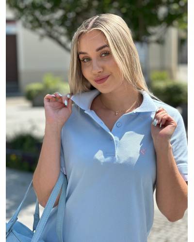 Sukienka polo z kołnierzykiem By o la la...! błękitna