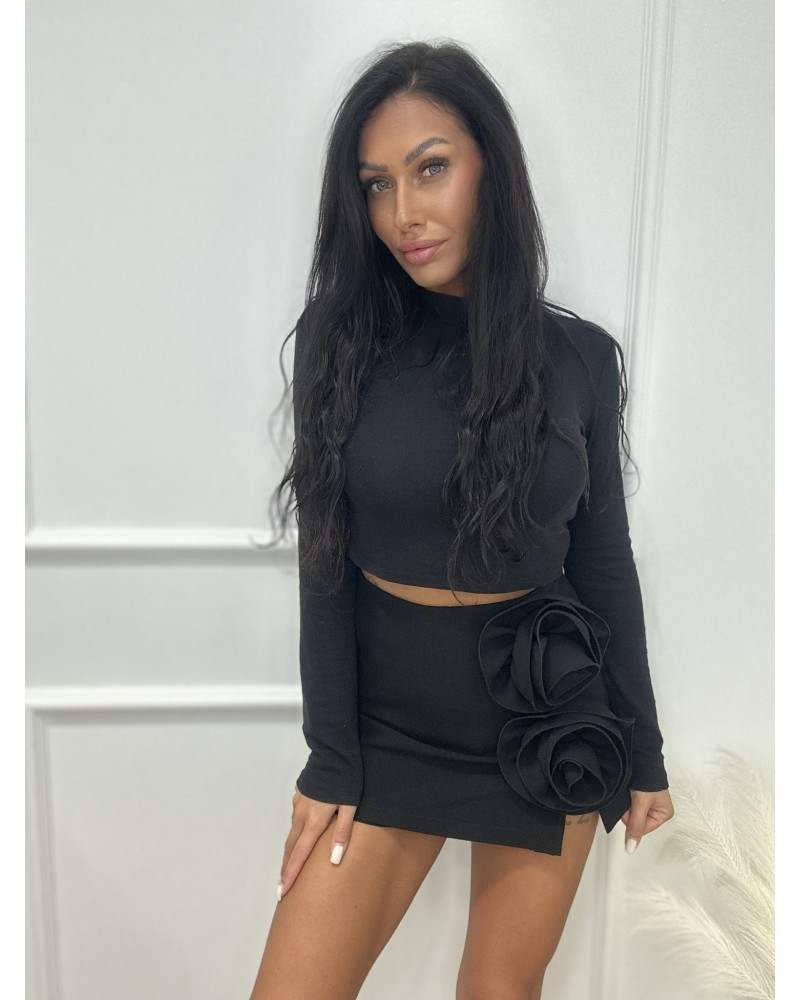 Spódnico-spodenki z odpinanymi różami Bellucci czarne